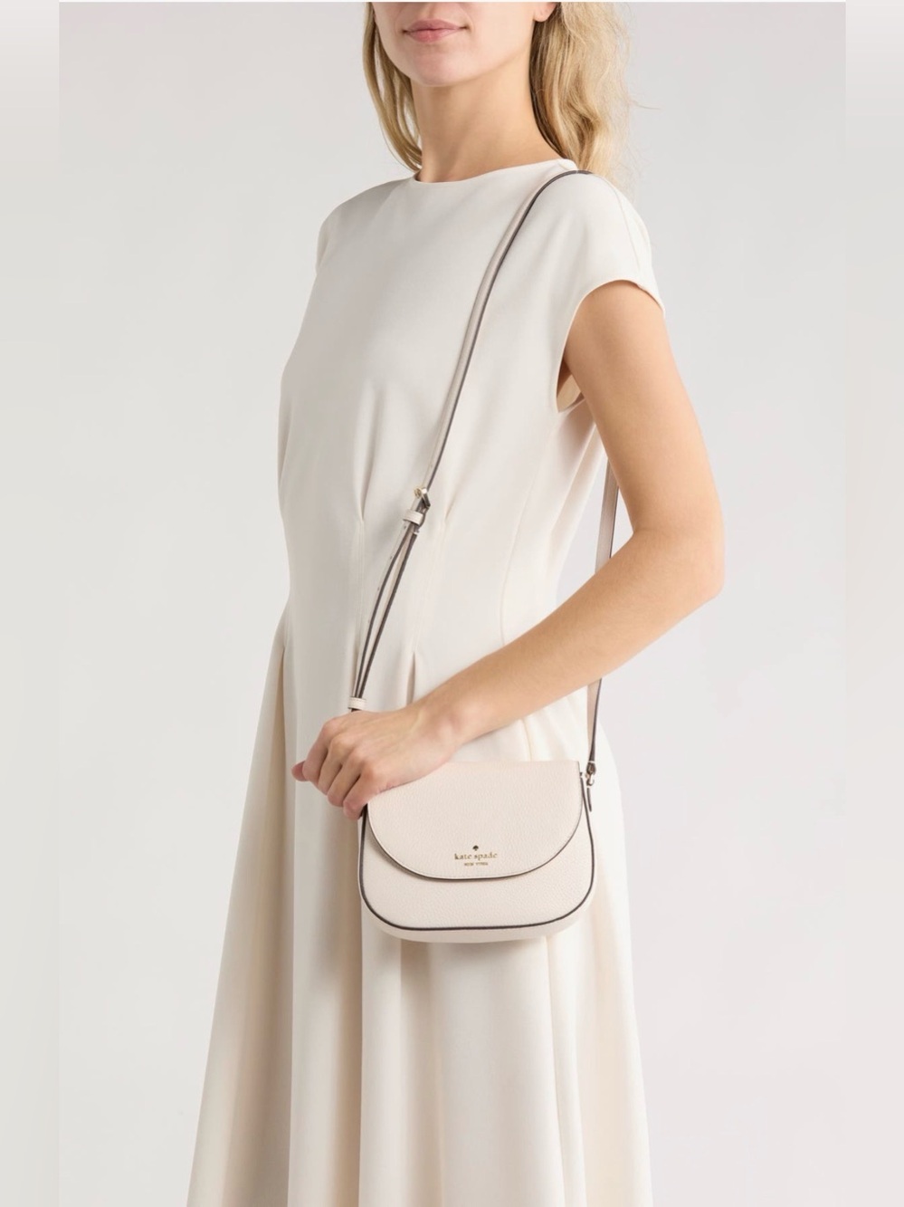 Kate Spade Miniflap Crossbody Bag | Grey Blue Pebbled Leather